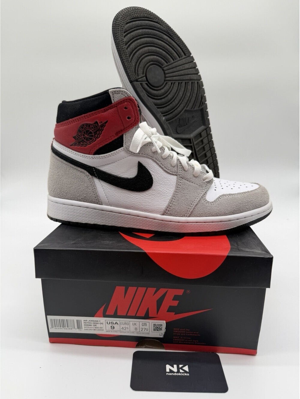 Air Jordan 1 Retro High OG Light Smoke Grey 2020 Size 9M USED